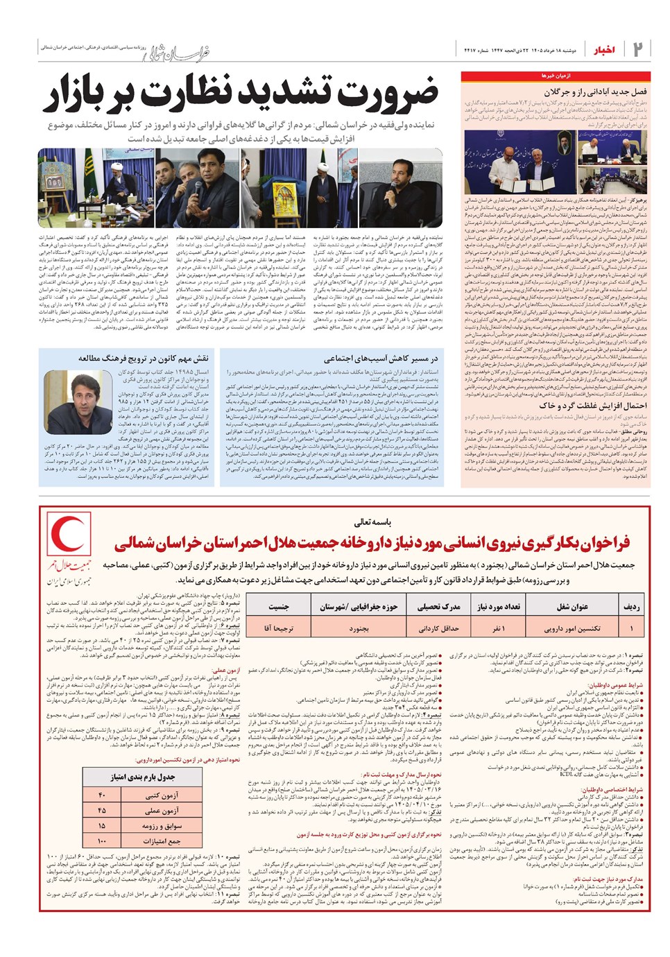 روزنامه تاریخ ۱۸ خرداد ۱۴۰۵